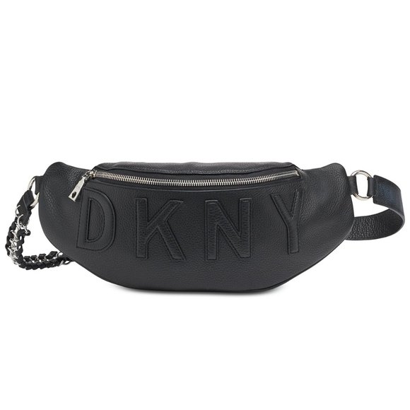 🎁DKNY Irvington Leather Logo Belt Bag Black - Picture 2 of 4